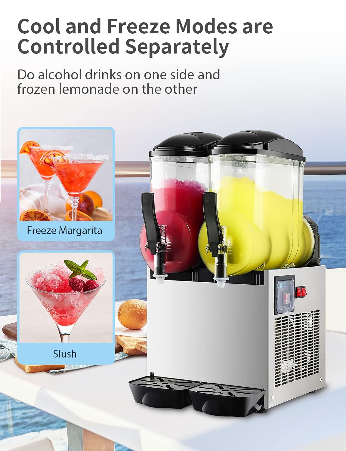 Commercial Slushie Machine, 30L 8Gal Frozen Drink Maker Machine, 1050W Stainless Steel Margarita Smoothie Slushy Machine for Home Party Restaurant Bar Beer Barn