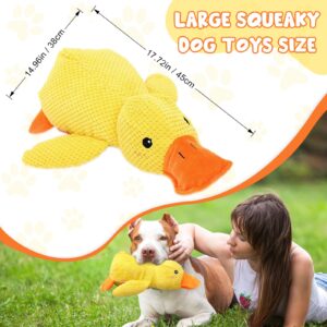 Seivble 2024 Upgraded Calming Duck Dog Toy, Yellow Duck Dog Toy for Dogs Emotional Support, Durable The Mellow Dog Squeak Duck Toys, Dog Chew Toys for Dogs Indoor Puppy (Yellow-Large)