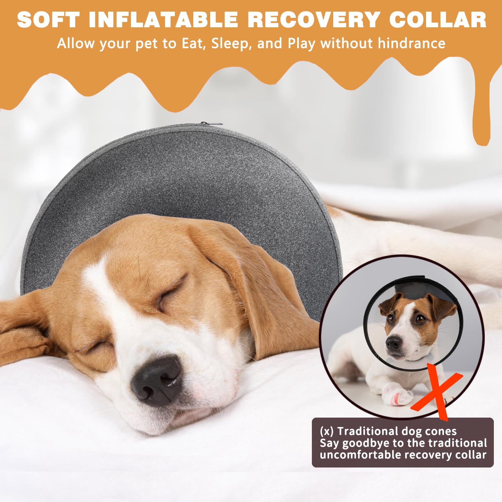 Inflatable Dog Cone Collar Alternative After Surgery - Soft Pet Recovery Collar & Cone for Large Medium Small Dogs to Stop Licking, Protective Dog Neck Donut Collar Does Not Block Vision E-Collar, L