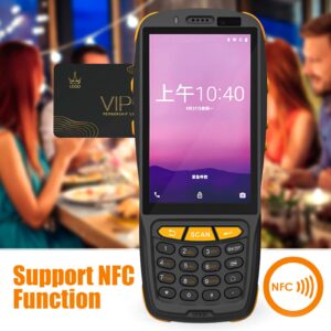 YDuupxe POS Terminal with 4 Inch Color Screen and Full Digital Keyboard Portable PDA NFC Function Handheld 1D 2D QR Barcode Scanner Used for Inventory Warehouse Logistics Retail