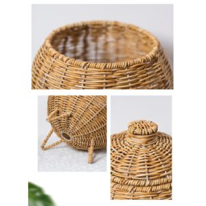 Itkcozcg Tabletop Hand Woven Storage Container with Lid Flower Basket Plastics Sundries Holder for Workspaces and Bedrooms