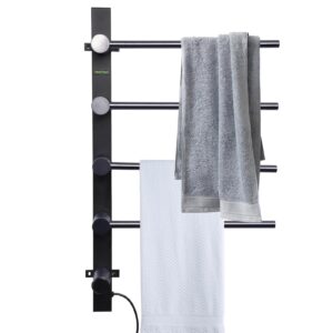 heated towel rack | 4-bar electric towel warmer racks wall mounted,stainless steel temperature adjustable waterproof drying rack with built-in timer for kitchen, bathroom