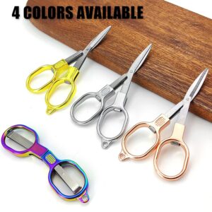 Folding Scissors,2 PCS Safe Portable Travel Mini Scissors,Stainless Steel Retractable Small Scissors for Home Office,Miniature Craft Scissors for Outdoor,Home,Office Use (silvery 2pcs)