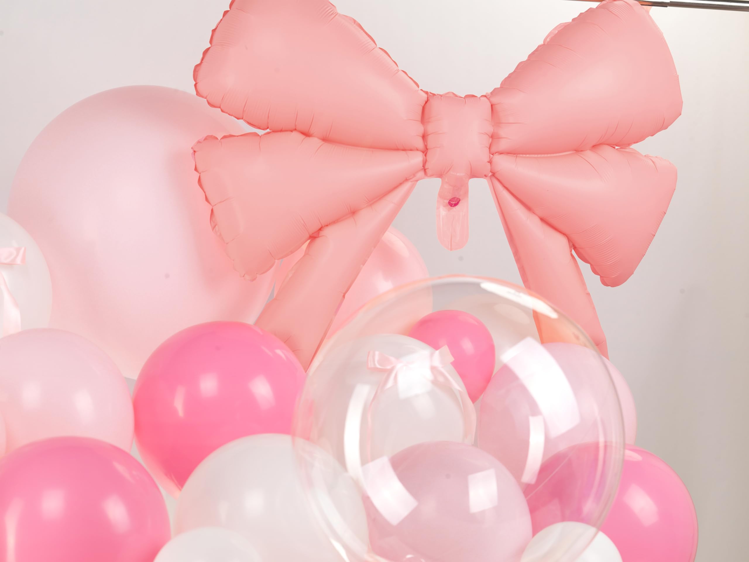 pink balloon arch kit Coquette Birthday Decorations Pink and White Balloon whit Bow balloons for Pink Bow Birthday bachelorette Bridal Shower Party Decorations