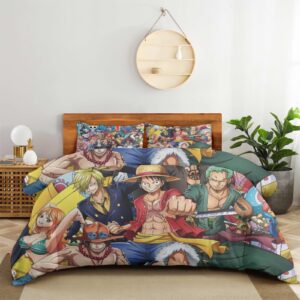 ouytxbs anime cartoon bed duvet cover anime cartoon bedding sets 3d lightweight 3 piece comforter sets, 1 duvet cover and 2 pillow shams for kids girl boys (full)