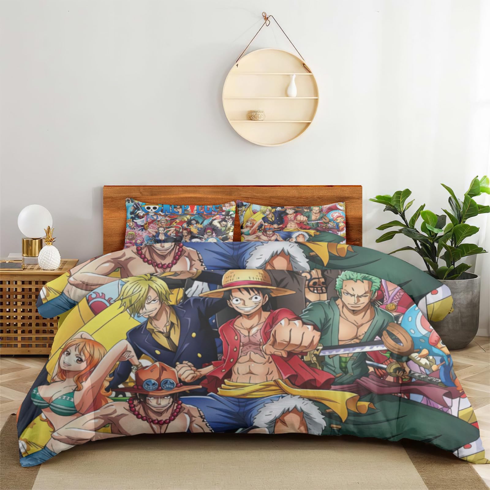 OUYTXBS Anime Cartoon Bed Duvet Cover Anime Cartoon Bedding Sets 3D Lightweight 3 Piece Comforter Sets, 1 Duvet Cover and 2 Pillow Shams for Kids Girl Boys (Full)