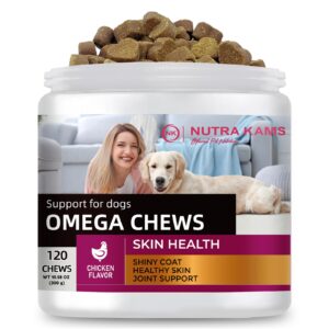 Nutra Kams Skin and Coat with Joint Support for Dogs, Chicken Flavor, 120 Chews, 10.58 oz,