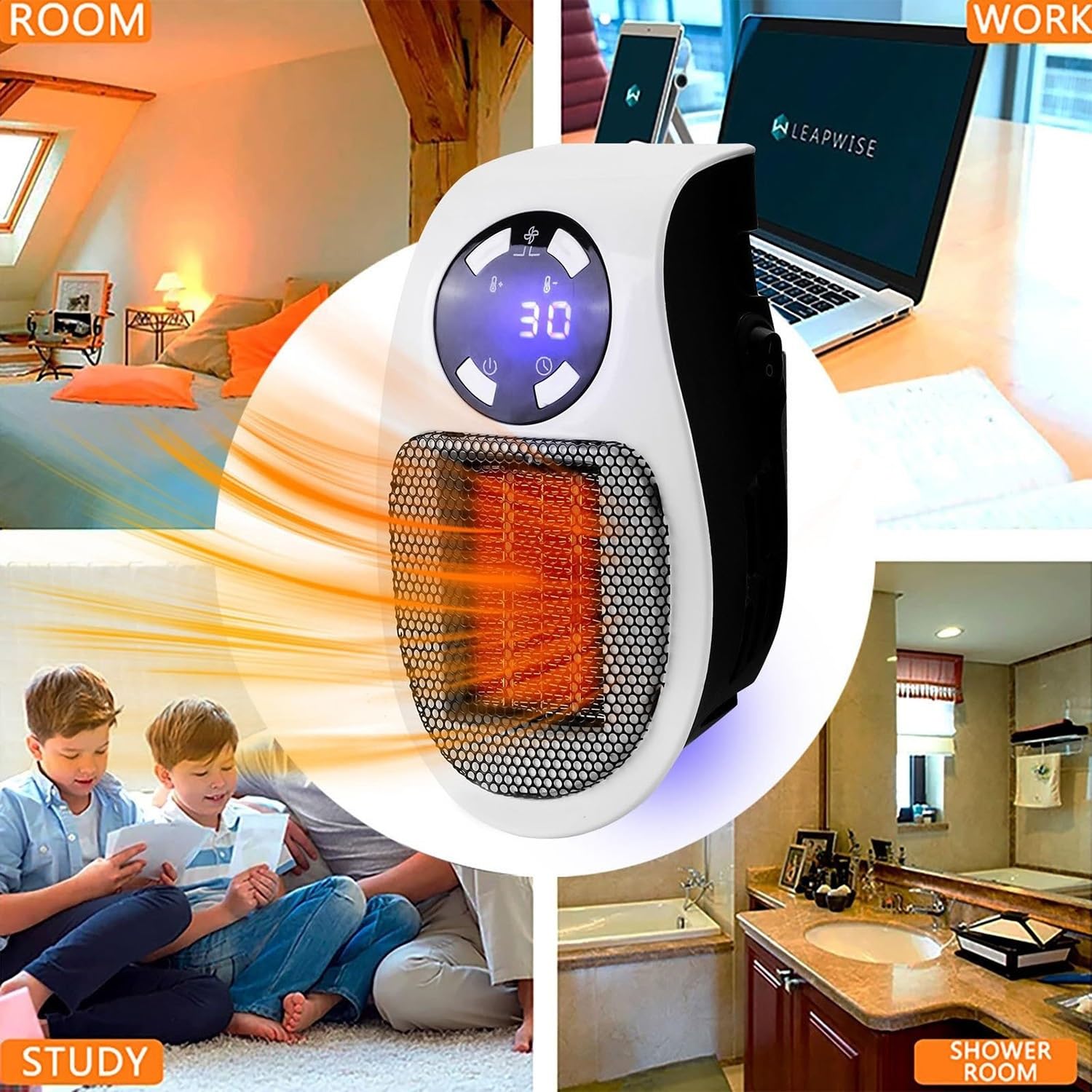 Portable Heaters, Cordless Battery Powered Heater, Portable Heaters for Indoor Use, 500 Watt Heater, Remote Heater with Thermostat, Overheat Protection, LED Display(1Pcs)