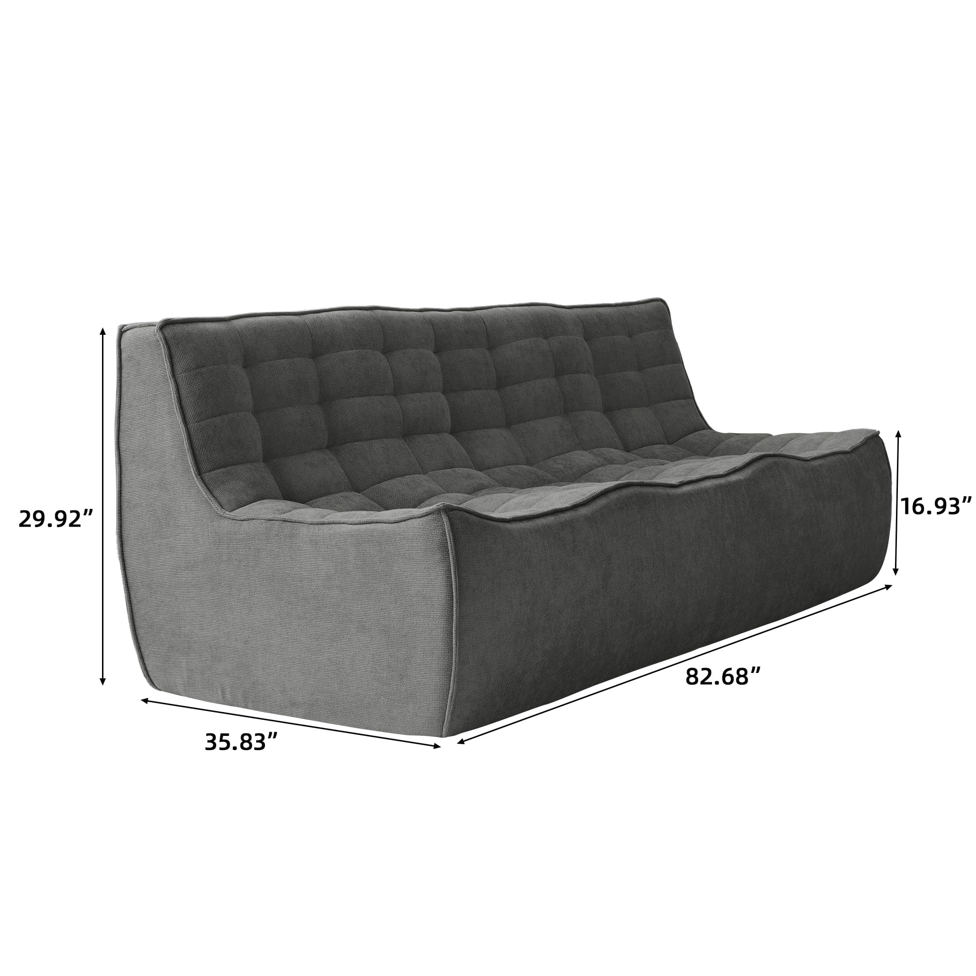 WJShome Lazy Floor Sofa Couch, Bean Bag Chair,82.68" 3 Seater Couches, Fireside Chair, Corner Relax Sofa Couch Free Combination Modular Sofa for Apartment,No Assembly Needed(3 Seater, Dark Grey)