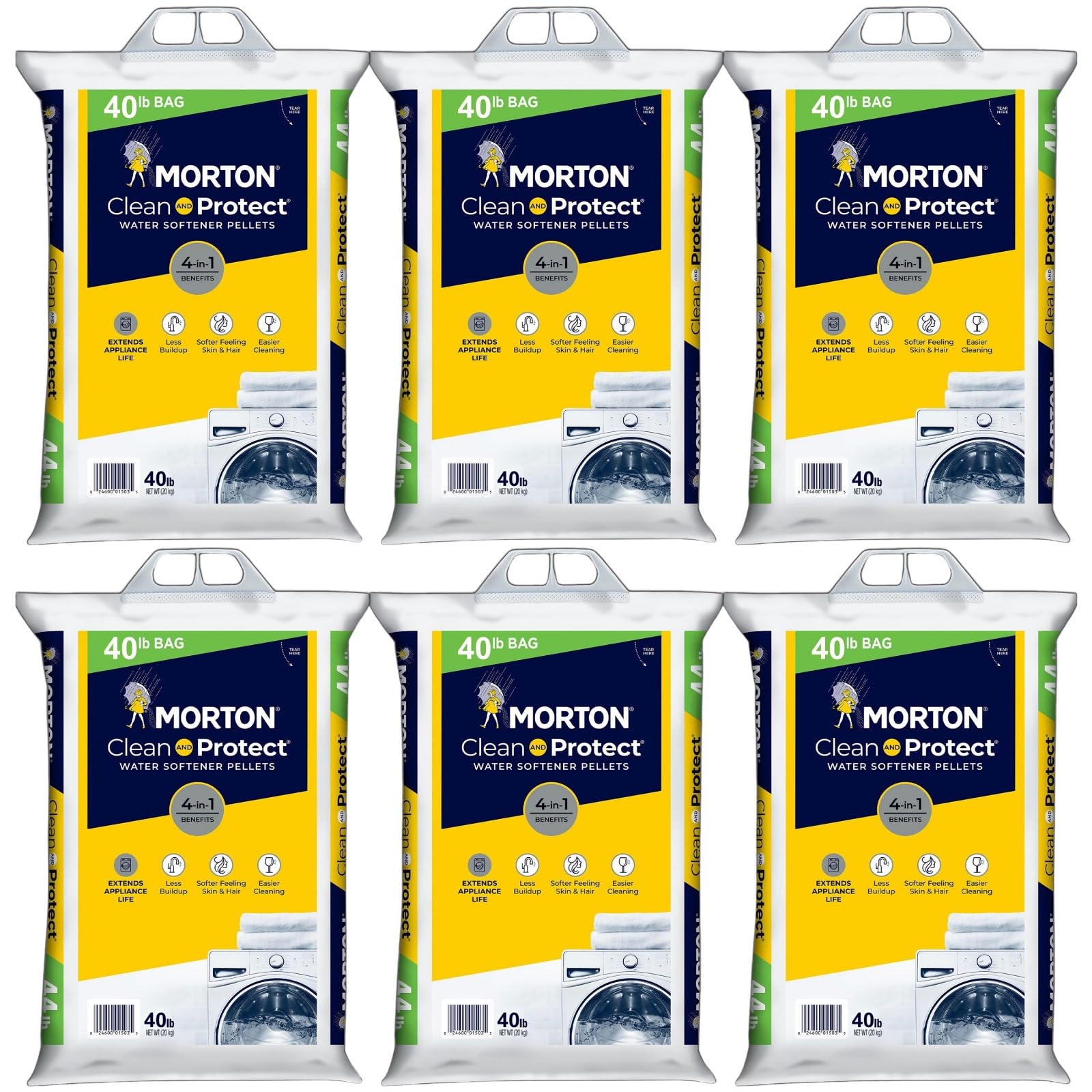 (6 Pack) Clean and Protect Water Softener Salt Pellets, 40lb bags - Reduces Hard Water Build-Up