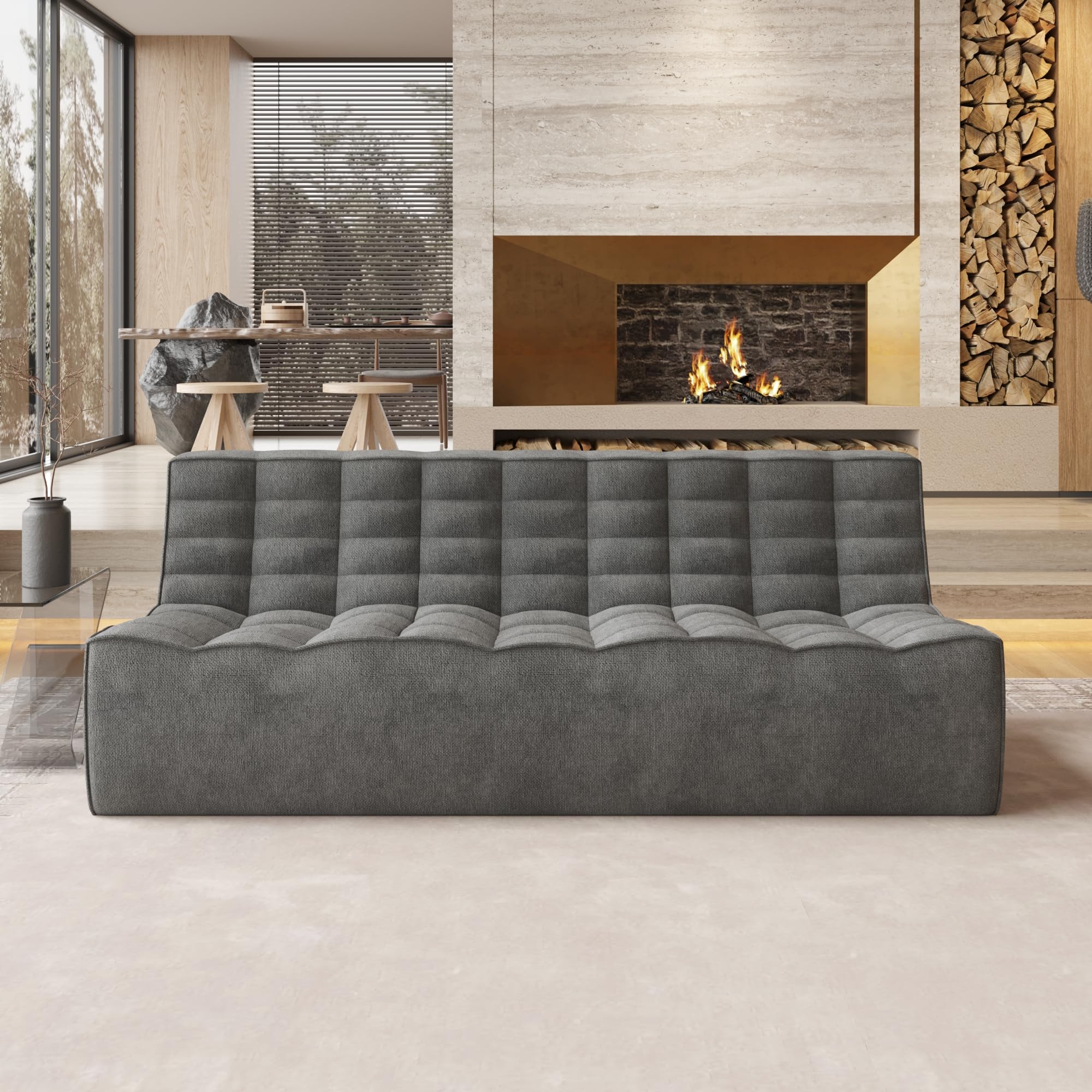 WJShome Lazy Floor Sofa Couch, Bean Bag Chair,82.68" 3 Seater Couches, Fireside Chair, Corner Relax Sofa Couch Free Combination Modular Sofa for Apartment,No Assembly Needed(3 Seater, Dark Grey)