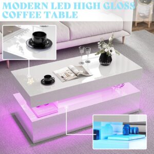 VanAcc 3-Piece Modern Living Room Table Sets, 70" Modern LED TV Stand with 36" Electric Fireplace, High Gloss Coffee Tables for Living Room, White