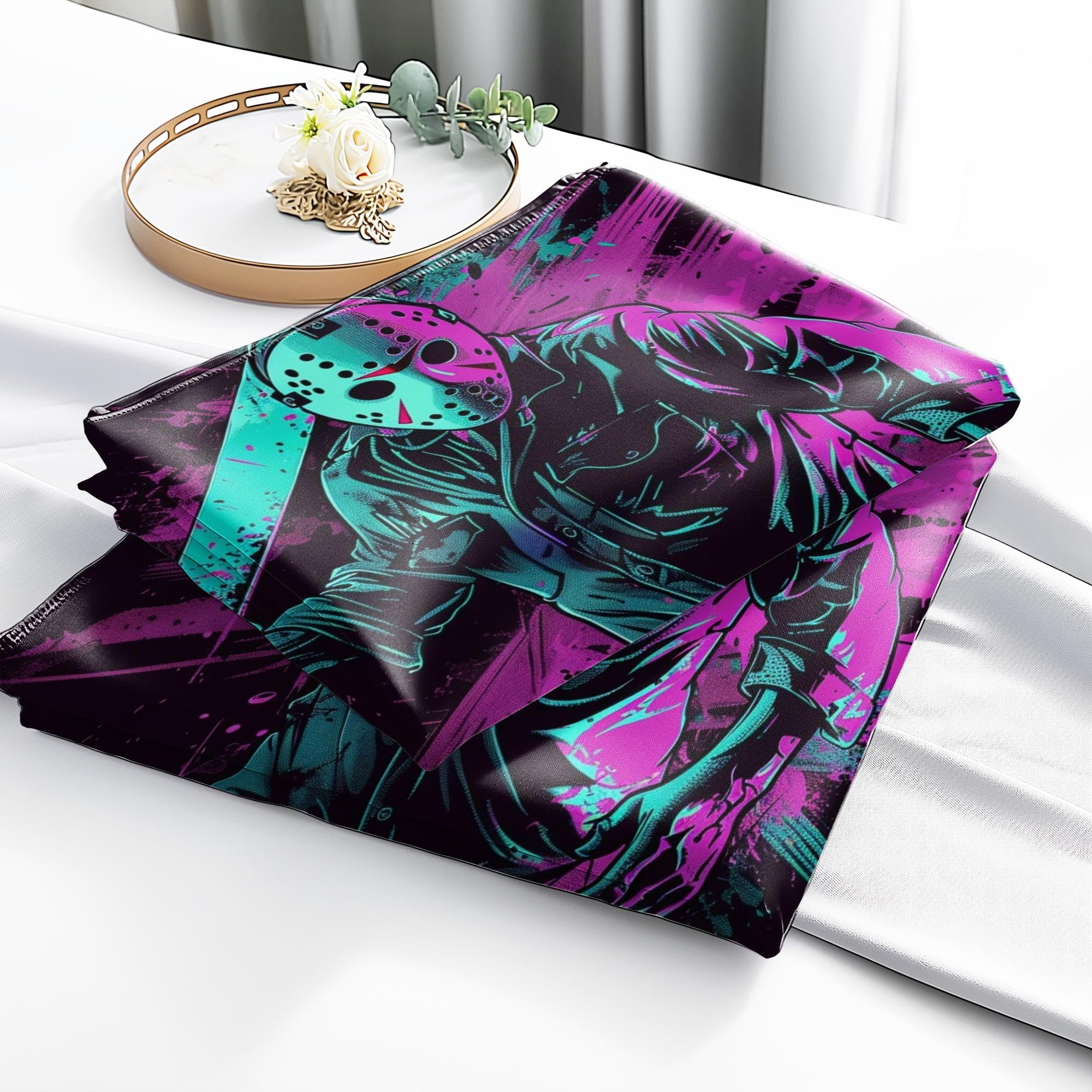 Horror Movie Printed Duvet Cover Horror Bedding Set Killer Demon Halloween Quilt Cover for Teens Adult Room Decoration (style3,Full 79x90in + 20x30in)