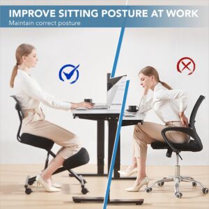 SOMEET Ergonomic Kneeling Chair with Back Support, Ergonomic Kneeling Chair with Brake and Smooth Gliding Casters, Adjustable Stool for Home and Office, Posture Chair to Relieve Back Pain, Black Linen