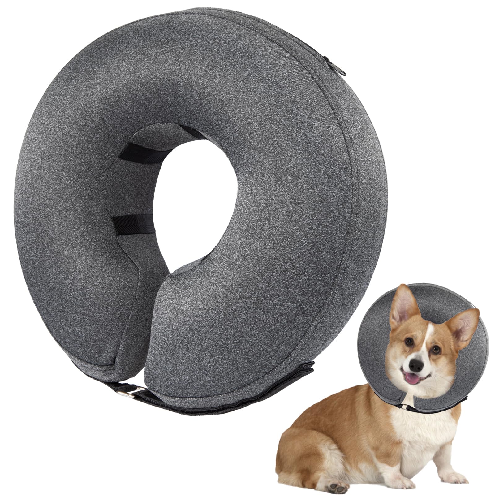 Inflatable Dog Cone Collar Alternative After Surgery - Soft Pet Recovery Collar & Cone for Large Medium Small Dogs to Stop Licking, Protective Dog Neck Donut Collar Does Not Block Vision E-Collar, L