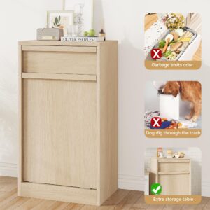 CABIHOME Tilt Out Trash Cabinet, Hidden Trash Cabinet with 10 Gallon Storage, Pet-Proof Freestanding Garbage Can Cabinet Laundry Hamper for Kitchen Dining Room