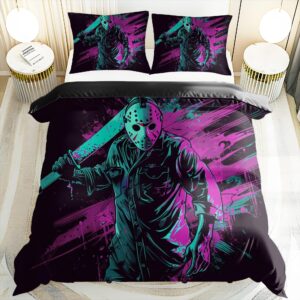 horror movie printed duvet cover horror bedding set killer demon halloween quilt cover for teens adult room decoration (style3,full 79x90in + 20x30in)