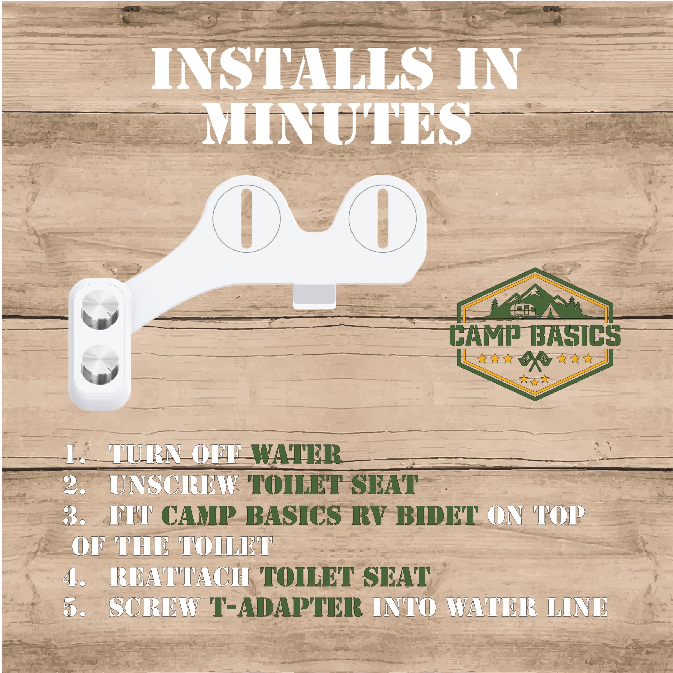 Camp Basics RV Bidet Made to Fit Your RV and Camper Trailer | Easy to Install and Self Cleaning | Non Electric | Upgrade Your RV