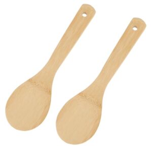 2pcs rice paddle spoon bamboo, bamboo rice scoops, non-stick rice spoon paddle rice, rice cooker spoon for kitchen(9.05 inch)