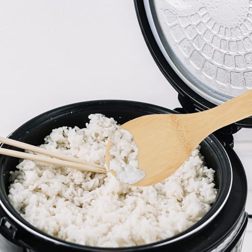 2PCS Rice Paddle Spoon Bamboo, Bamboo Rice Scoops, Non-stick Rice Spoon Paddle Rice, Rice Cooker Spoon for Kitchen(9.05 Inch)