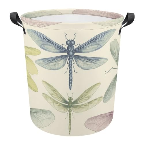 Laundry Hamper Dragonfly Drawing Freestanding Laundry Basket Thickened Waterproof Collapsible Clothes Hamper Storage for Clothes Toys Dorm And Family