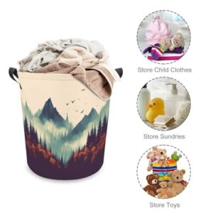 Laundry Hamper Landscape Mountain Freestanding Laundry Basket Thickened Waterproof Collapsible Clothes Hamper Storage for Clothes Toys Dorm And Family