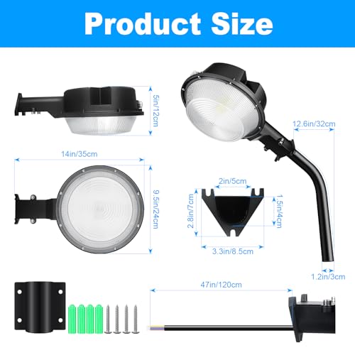 SKYWORLD LED Barn Light, 100W 10000LM Dusk to Dawn Outdoor Lights with Mounting Arm, Adjustable Photocell, IP66 Waterproof Outside Security Lighting for Yard Garage Warehouse Area Street Light