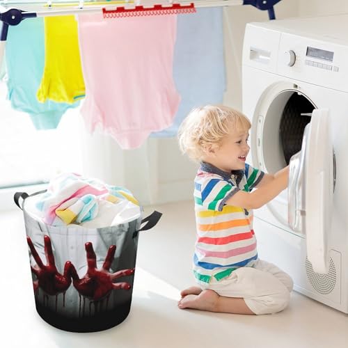 Laundry Hamper Bloody Hands Freestanding Laundry Basket Thickened Waterproof Collapsible Clothes Hamper Storage for Clothes Toys Dorm And Family