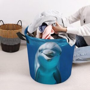 Laundry Hamper Dolphin With Smile Freestanding Laundry Basket Thickened Waterproof Collapsible Clothes Hamper Storage for Clothes Toys Dorm And Family