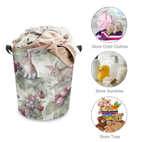 Laundry Hamper Hand Drawn Rabbit Freestanding Laundry Basket Thickened Waterproof Collapsible Clothes Hamper Storage for Clothes Toys Dorm And Family