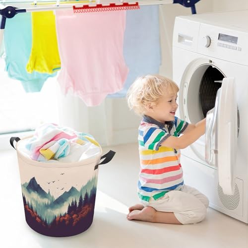 Laundry Hamper Landscape Mountain Freestanding Laundry Basket Thickened Waterproof Collapsible Clothes Hamper Storage for Clothes Toys Dorm And Family