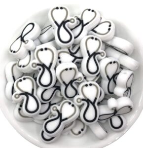 stethoscope silicone beads, silicone beads, set of 2 beads, acrylic beads, crafts, keychain