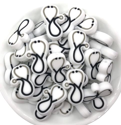 Stethoscope Silicone Beads, Silicone Beads, Set of 2 Beads, Acrylic Beads, Crafts, Keychain