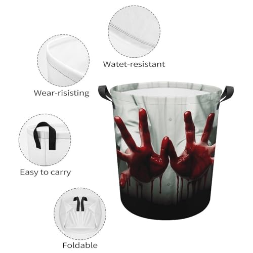 Laundry Hamper Bloody Hands Freestanding Laundry Basket Thickened Waterproof Collapsible Clothes Hamper Storage for Clothes Toys Dorm And Family