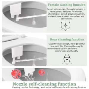 Bidet Attachment for Toilet, Bidet Toilet Seat dua l Nozzle, Non-electric Bidet Sprayer with Adjustable Water Pressure, Smart Toilet Seat Flusher for Sanitary and Feminine Wash