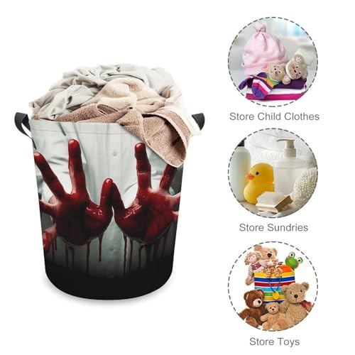 Laundry Hamper Bloody Hands Freestanding Laundry Basket Thickened Waterproof Collapsible Clothes Hamper Storage for Clothes Toys Dorm And Family