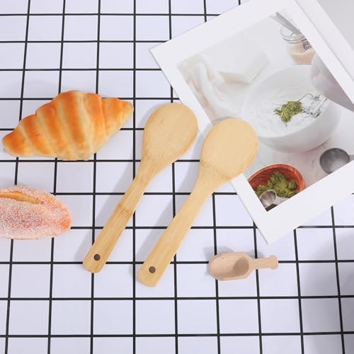 2PCS Rice Paddle Spoon Bamboo, Bamboo Rice Scoops, Non-stick Rice Spoon Paddle Rice, Rice Cooker Spoon for Kitchen(9.05 Inch)