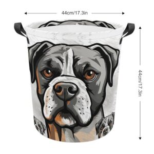 Laundry Hamper American Bulldog Head Freestanding Laundry Basket Thickened Waterproof Collapsible Clothes Hamper Storage for Clothes Toys Dorm And Family