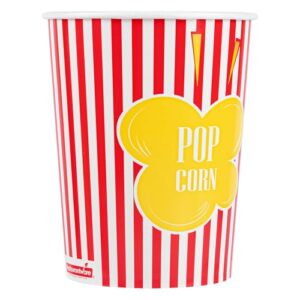 Restaurantware-Bio Tek 32 Ounce Popcorn Cups, 100 Striped Popcorn Tubs - Greaseproof, Disposable, Red Paper Party Popcorn Containers, For Movie Nights