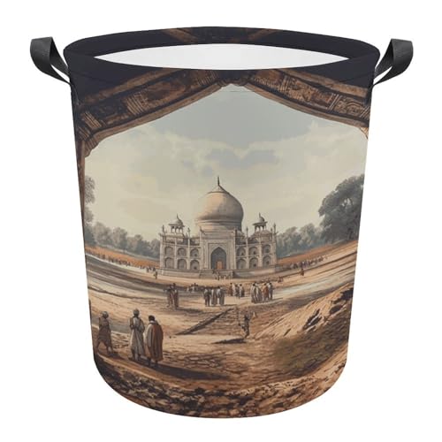 Laundry Hamper Historical Site Painting Freestanding Laundry Basket Thickened Waterproof Collapsible Clothes Hamper Storage for Clothes Toys Dorm And Family