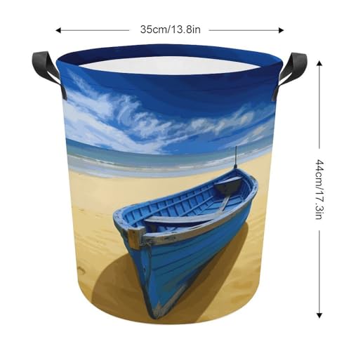 Laundry Hamper Yellow Beach Boat Freestanding Laundry Basket Thickened Waterproof Collapsible Clothes Hamper Storage for Clothes Toys Dorm And Family