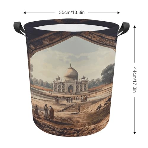 Laundry Hamper Historical Site Painting Freestanding Laundry Basket Thickened Waterproof Collapsible Clothes Hamper Storage for Clothes Toys Dorm And Family