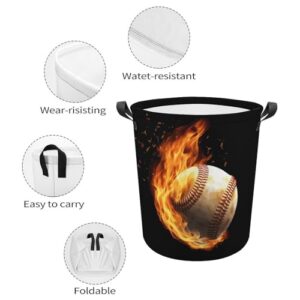 Laundry Hamper Fire Baseball Freestanding Laundry Basket Thickened Waterproof Collapsible Clothes Hamper Storage for Clothes Toys Dorm And Family