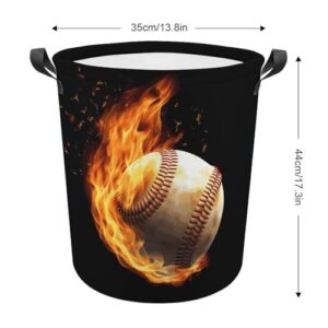 Laundry Hamper Fire Baseball Freestanding Laundry Basket Thickened Waterproof Collapsible Clothes Hamper Storage for Clothes Toys Dorm And Family