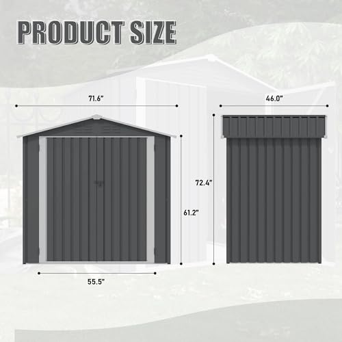 Outdoor Shed,6x4 Ftstorage Sheds,Heavy Duty Storage Room With Sliding Doors And Ventilation Openings,Shed For Outdoor Garden Sheds,Backyard Tool Storage Shed,Lawn,Terrace (6 x 4 FT)