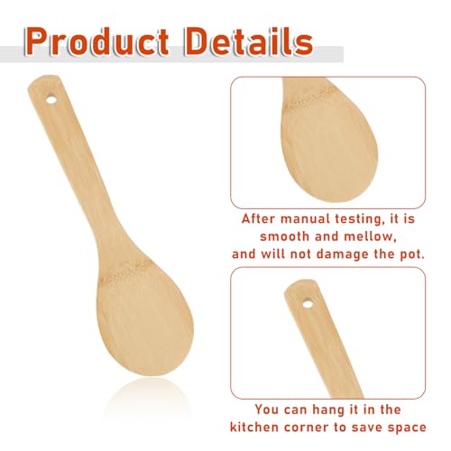 2PCS Rice Paddle Spoon Bamboo, Bamboo Rice Scoops, Non-stick Rice Spoon Paddle Rice, Rice Cooker Spoon for Kitchen(9.05 Inch)