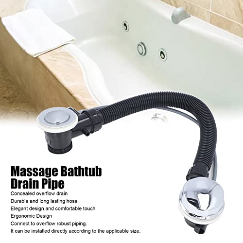 Sink Drain Set with Overflow Pipes, Sink Overflow Head, Sink Overflow Head, Bathtub Overflow Drainer, Concealed Flexible SPA Bathtub Overflow Drain Pipe for Kitchen and Bathroom,