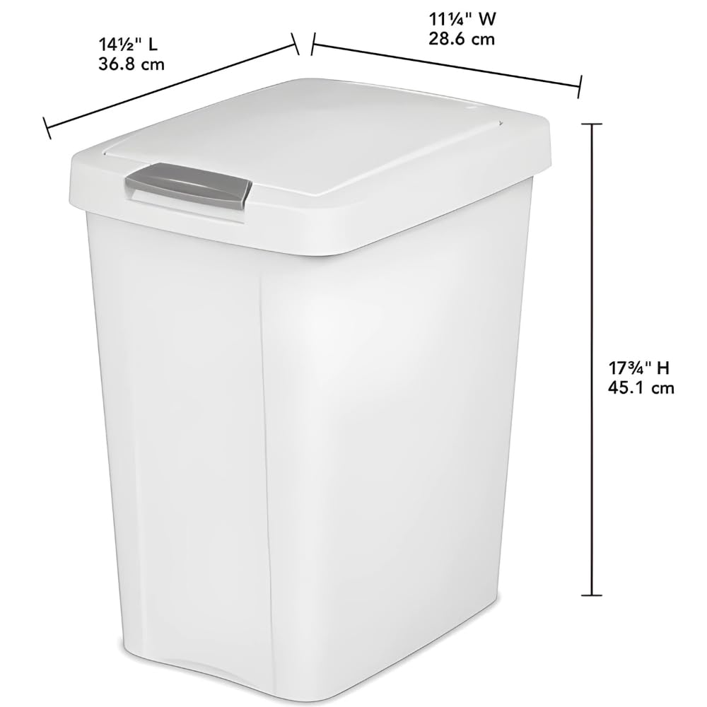 UNIESSENTIALS 7.5 Gallon White Wastebasket with Touch-Open Lid: Ideal Office Trash Can, Under Sink Trash Can, Or Garbage Can with Lid for Mudroom, Kitchen, Bathroom, Mudroom