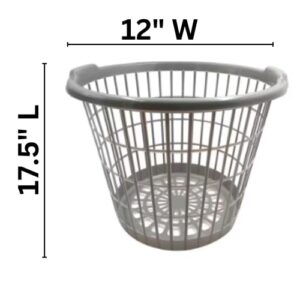 Set of 6 Grey Laundry Basket Lightweight One Bushel Capacity laundry hamper with lid Plastic storage baskets 1 Gift For home and garden use (17.5” x12”)