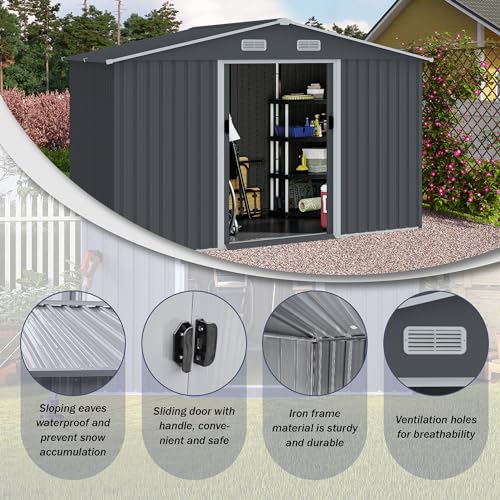 Outdoor Shed,6x4 Ftstorage Sheds,Heavy Duty Storage Room With Sliding Doors And Ventilation Openings,Shed For Outdoor Garden Sheds,Backyard Tool Storage Shed,Lawn,Terrace (6 x 4 FT)